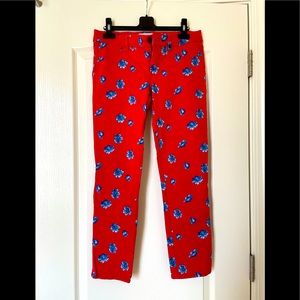 Abercrombie & Fitch red pants with blue florals